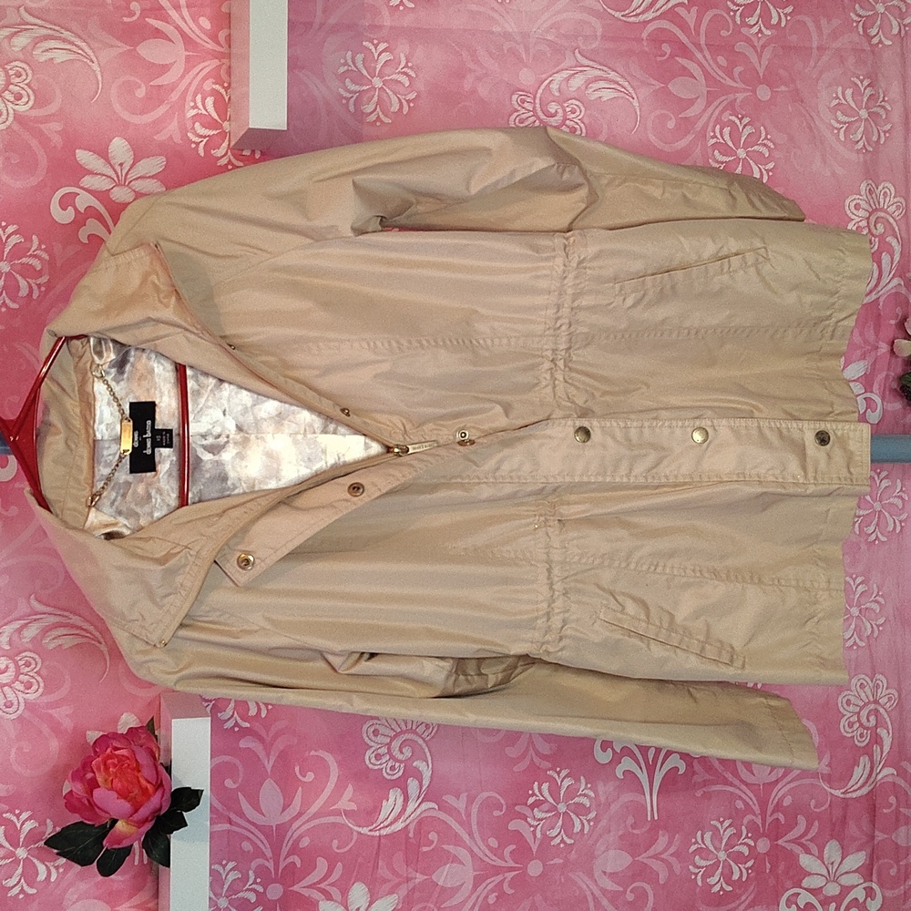 Dennis Basso Tan Utility Jacket Lightweight Casual